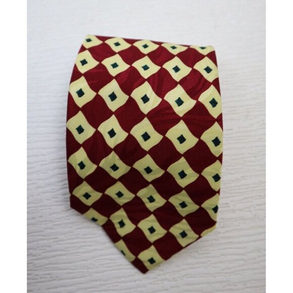VAUDE MAZZEO - MEN'S RED & CREAM GEOMETRIC PRINT TIE - Picture 2 of 7